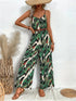 Tropical Print Spaghetti Strap Wide Leg Jumpsuit - Odaingerous